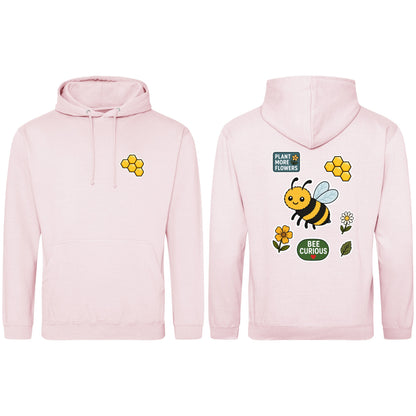 Bee Curious Adult Hoodie - Badges of the Wild Baby Pink colour variant image