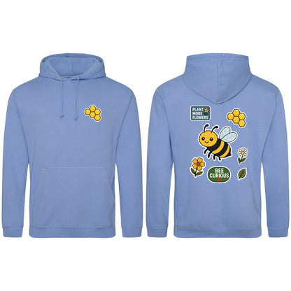 Bee Curious Adult Hoodie - Badges of the Wild Cornflower Blue colour variant image