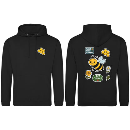 Bee Curious Adult Hoodie - Badges of the Wild Deep Black colour variant image