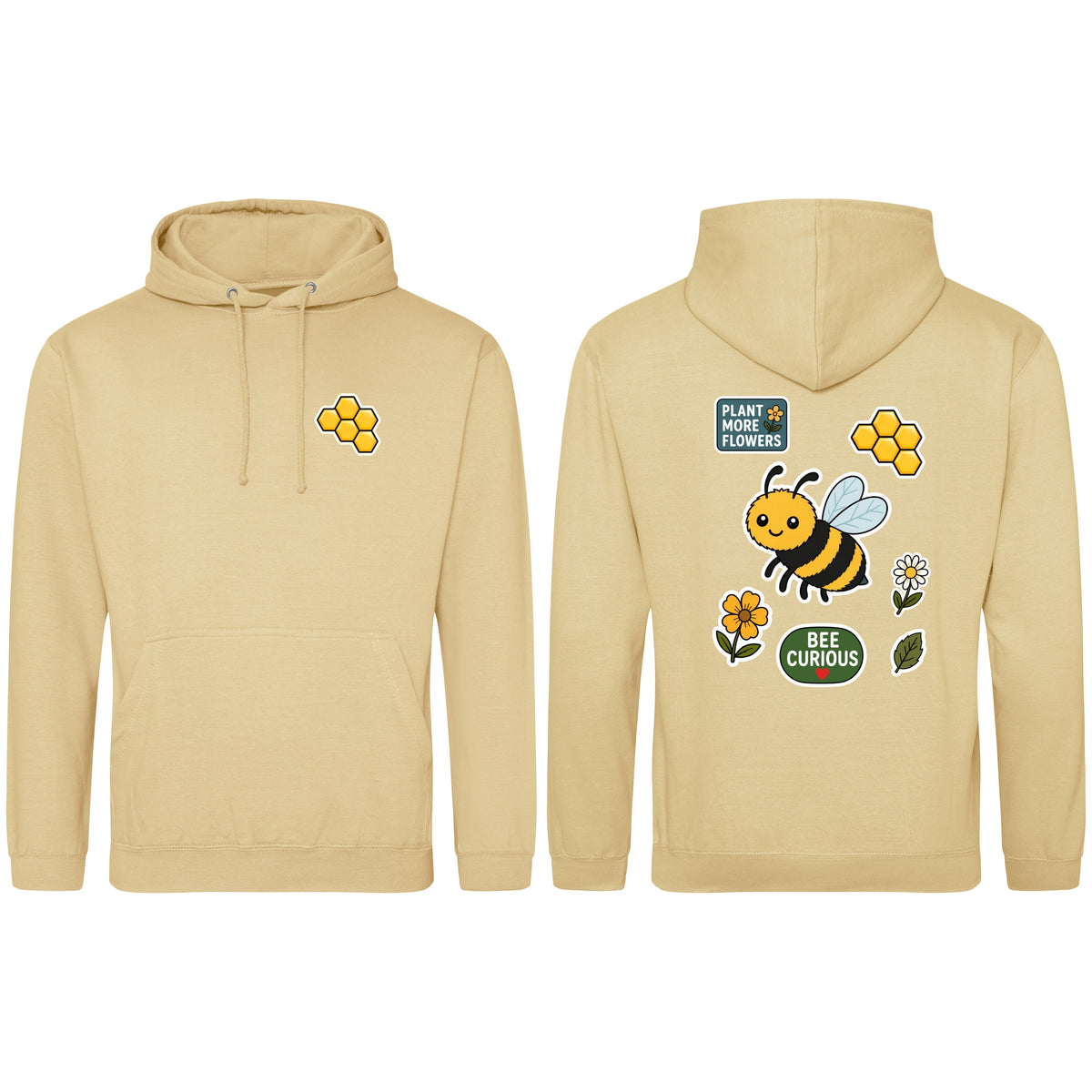 Bee Curious Adult Hoodie - Badges of the Wild Desert Sand colour variant image
