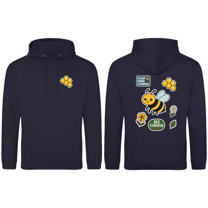 Bee Curious Adult Hoodie - Badges of the Wild French Navy colour variant image