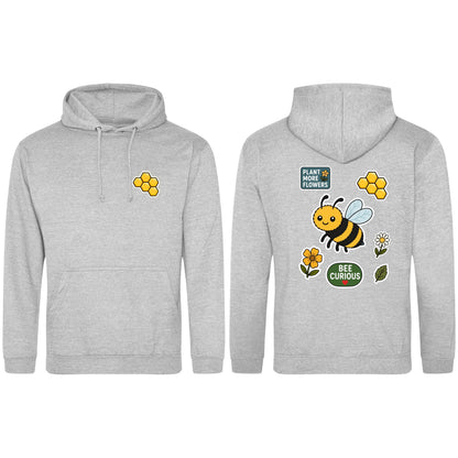 Bee Curious Adult Hoodie - Badges of the Wild Heather Grey colour variant image