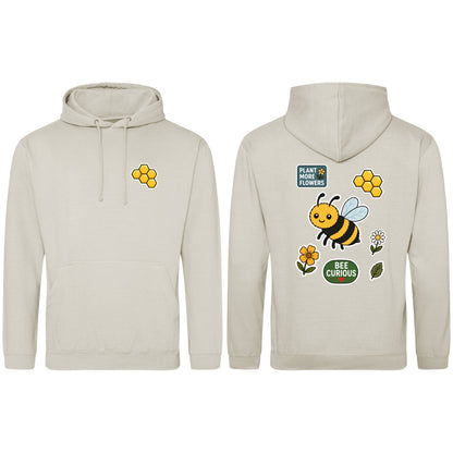 Bee Curious Adult Hoodie - Badges of the Wild Natural Stone colour variant image