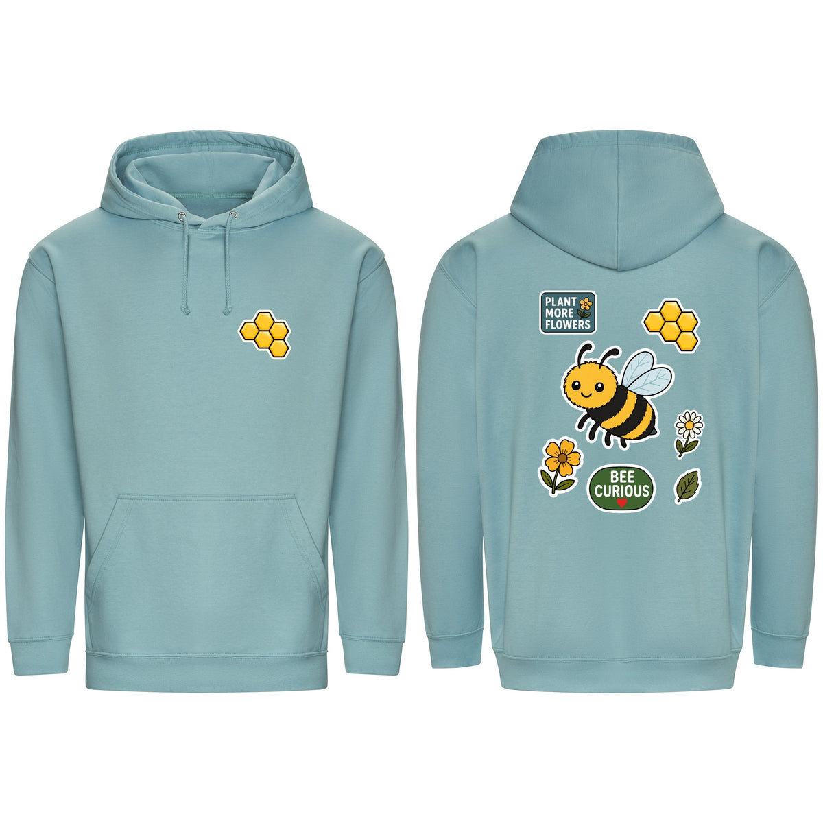 Bee Curious Adult Hoodie - Badges of the Wild Seafoam colour variant image