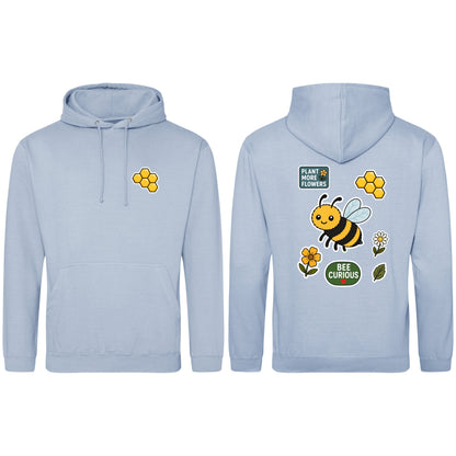 Bee Curious Adult Hoodie - Badges of the Wild Sky Blue colour variant image