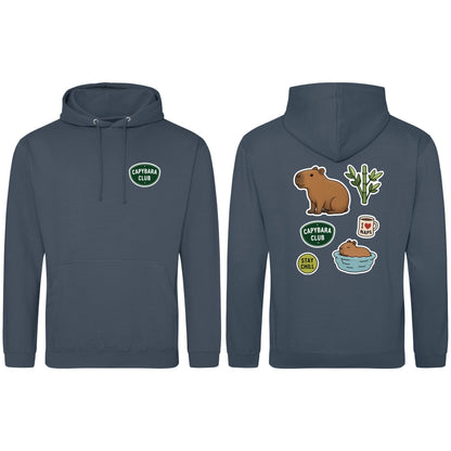 Capybara Chill Club Adult Hoodie - Badges of the Wild Airforce Blue colour variant image