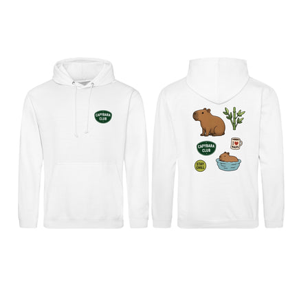 Capybara Chill Club Adult Hoodie - Badges of the Wild Arctic White colour variant image