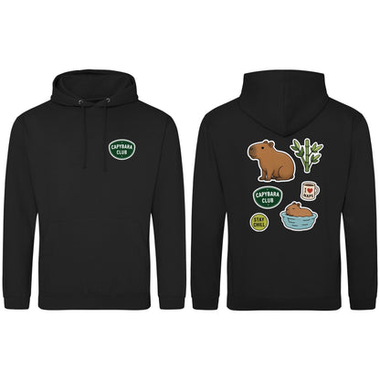 Capybara Chill Club Adult Hoodie - Badges of the Wild Deep Black colour variant image