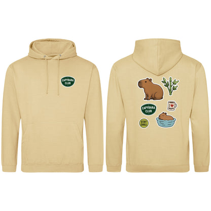 Capybara Chill Club Adult Hoodie - Badges of the Wild Desert Sand colour variant image