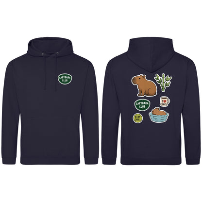 Capybara Chill Club Adult Hoodie - Badges of the Wild French Navy colour variant image