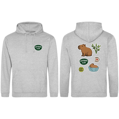 Capybara Chill Club Adult Hoodie - Badges of the Wild Heather Grey colour variant image