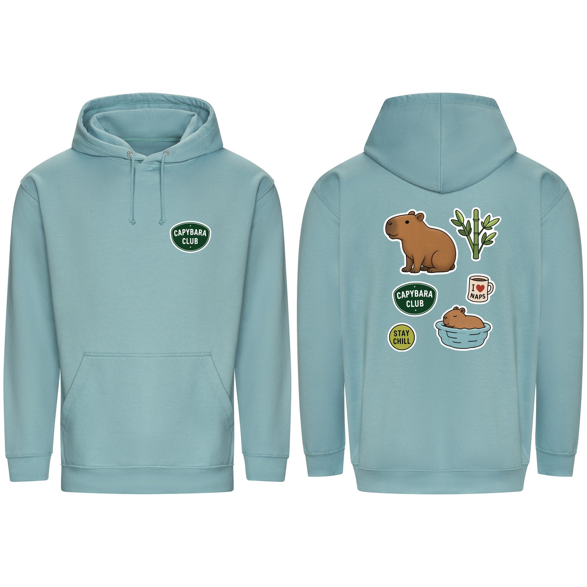 Capybara Chill Club Adult Hoodie - Badges of the Wild Seafoam colour variant image