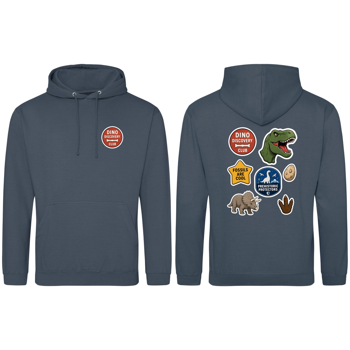 Dino Discovery Club Adult Hoodie - Badges of the Wild Airforce Blue colour variant image