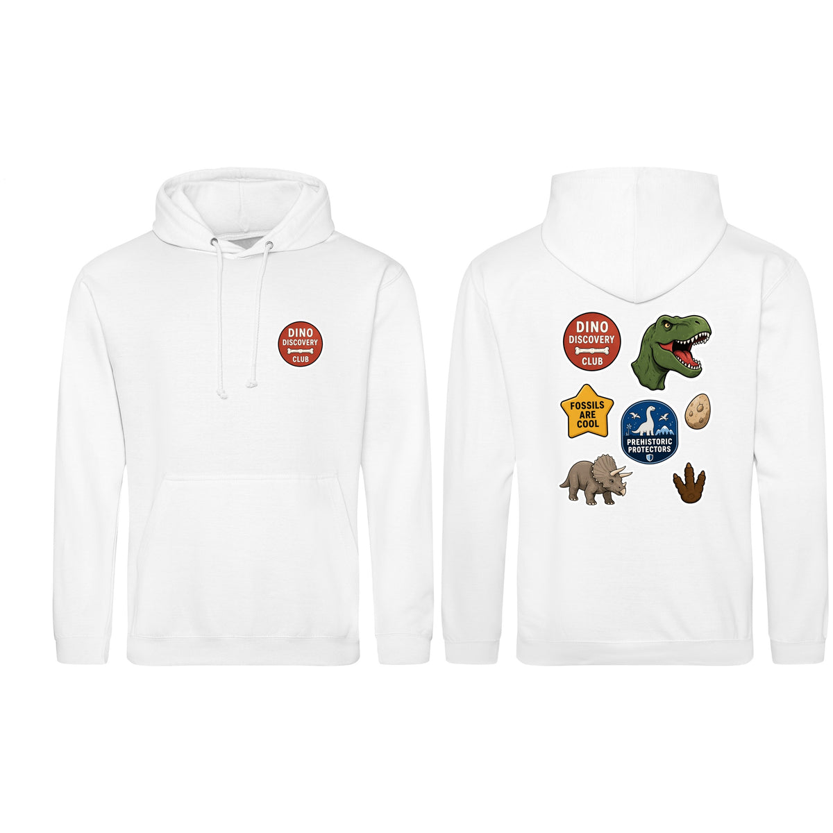 Dino Discovery Club Adult Hoodie - Badges of the Wild Arctic White colour variant image