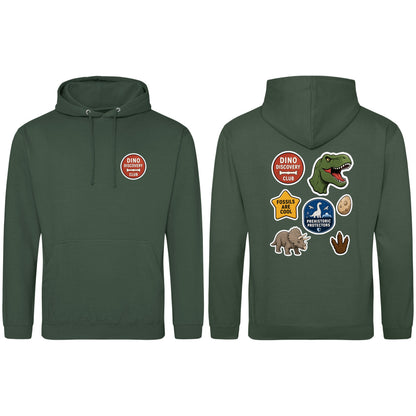 Dino Discovery Club Adult Hoodie - Badges of the Wild Bottle Green colour variant image