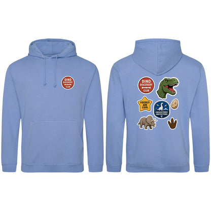 Dino Discovery Club Adult Hoodie - Badges of the Wild Cornflower Blue colour variant image