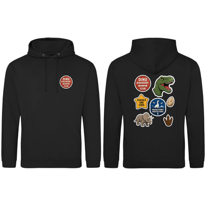 Dino Discovery Club Adult Hoodie - Badges of the Wild Deep Black colour variant image