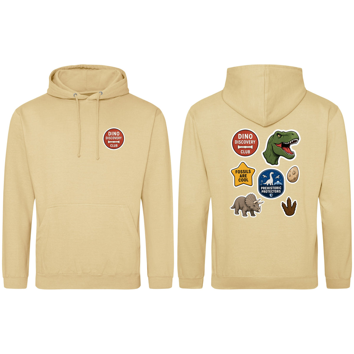 Dino Discovery Club Adult Hoodie - Badges of the Wild Desert Sand colour variant image