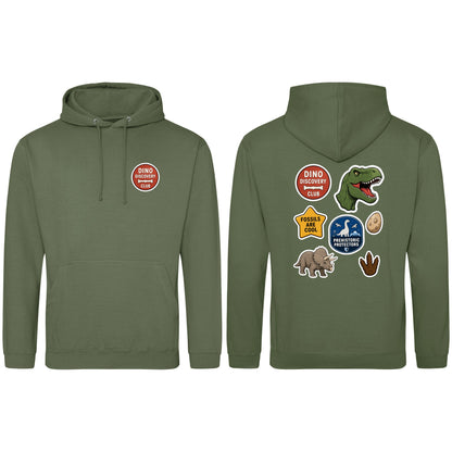 Dino Discovery Club Adult Hoodie - Badges of the Wild Earthy Green colour variant image