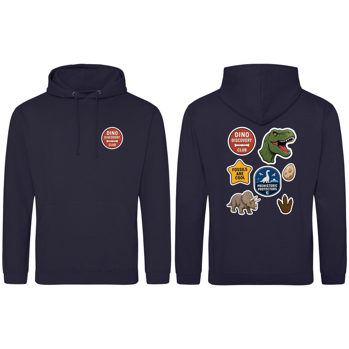 Dino Discovery Club Adult Hoodie - Badges of the Wild French Navy colour variant image