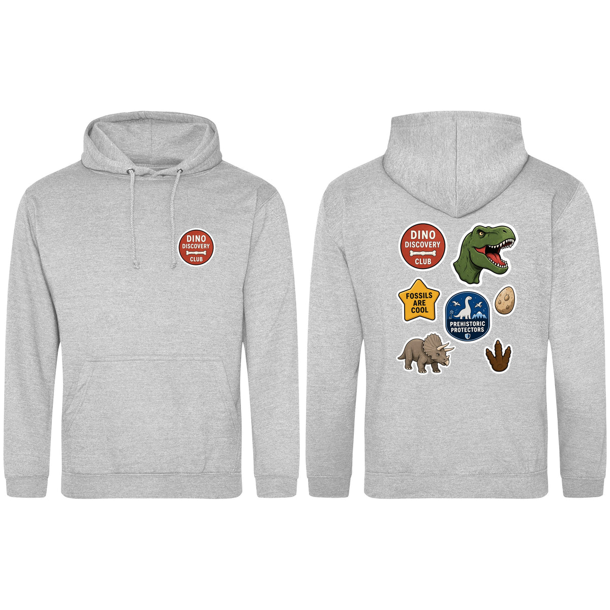 Dino Discovery Club Adult Hoodie - Badges of the Wild Heather Grey colour variant image