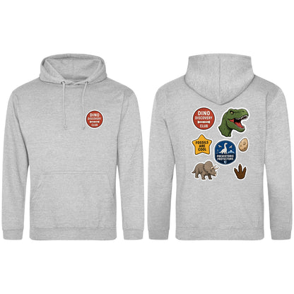 Dino Discovery Club Adult Hoodie - Badges of the Wild Heather Grey colour variant image