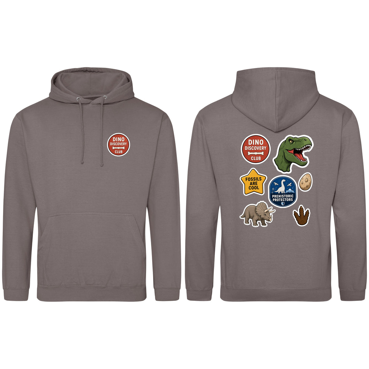 Dino Discovery Club Adult Hoodie - Badges of the Wild Mocha Brown colour variant image