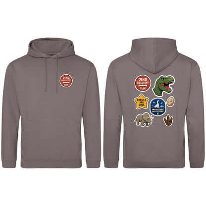 Dino Discovery Club Adult Hoodie - Badges of the Wild Mocha Brown colour variant image