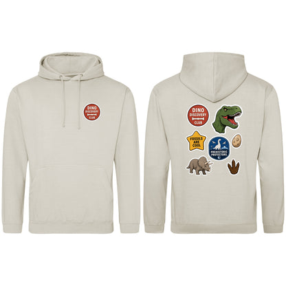 Dino Discovery Club Adult Hoodie - Badges of the Wild Natural Stone colour variant image