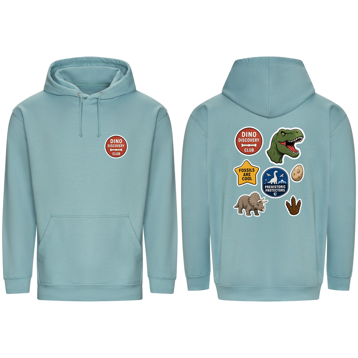 Dino Discovery Club Adult Hoodie - Badges of the Wild Seafoam colour variant image