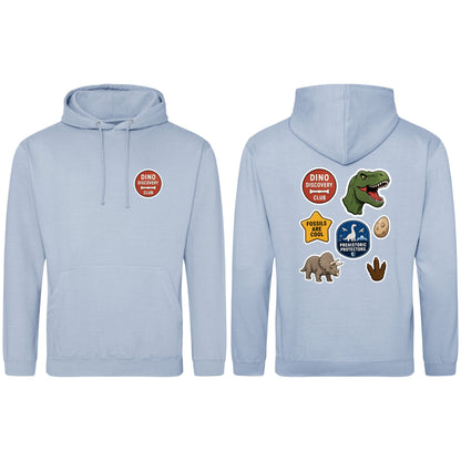 Dino Discovery Club Adult Hoodie - Badges of the Wild Sky Blue colour variant image