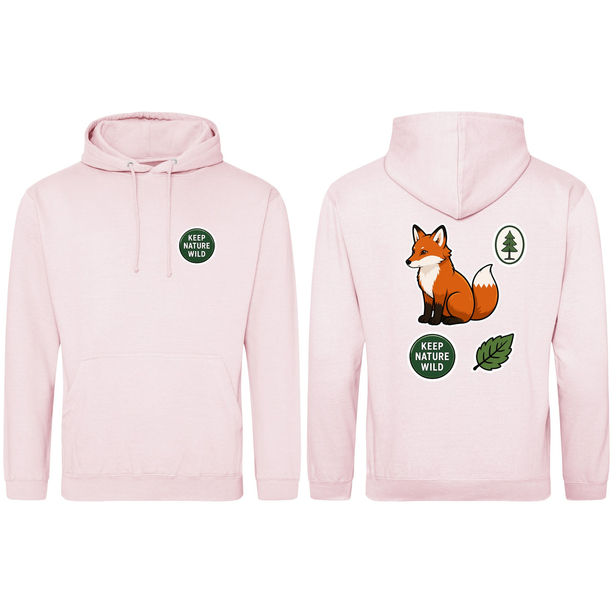 Keep Nature Wild Adult Hoodie - Badges of the Wild Baby Pink colour variant image