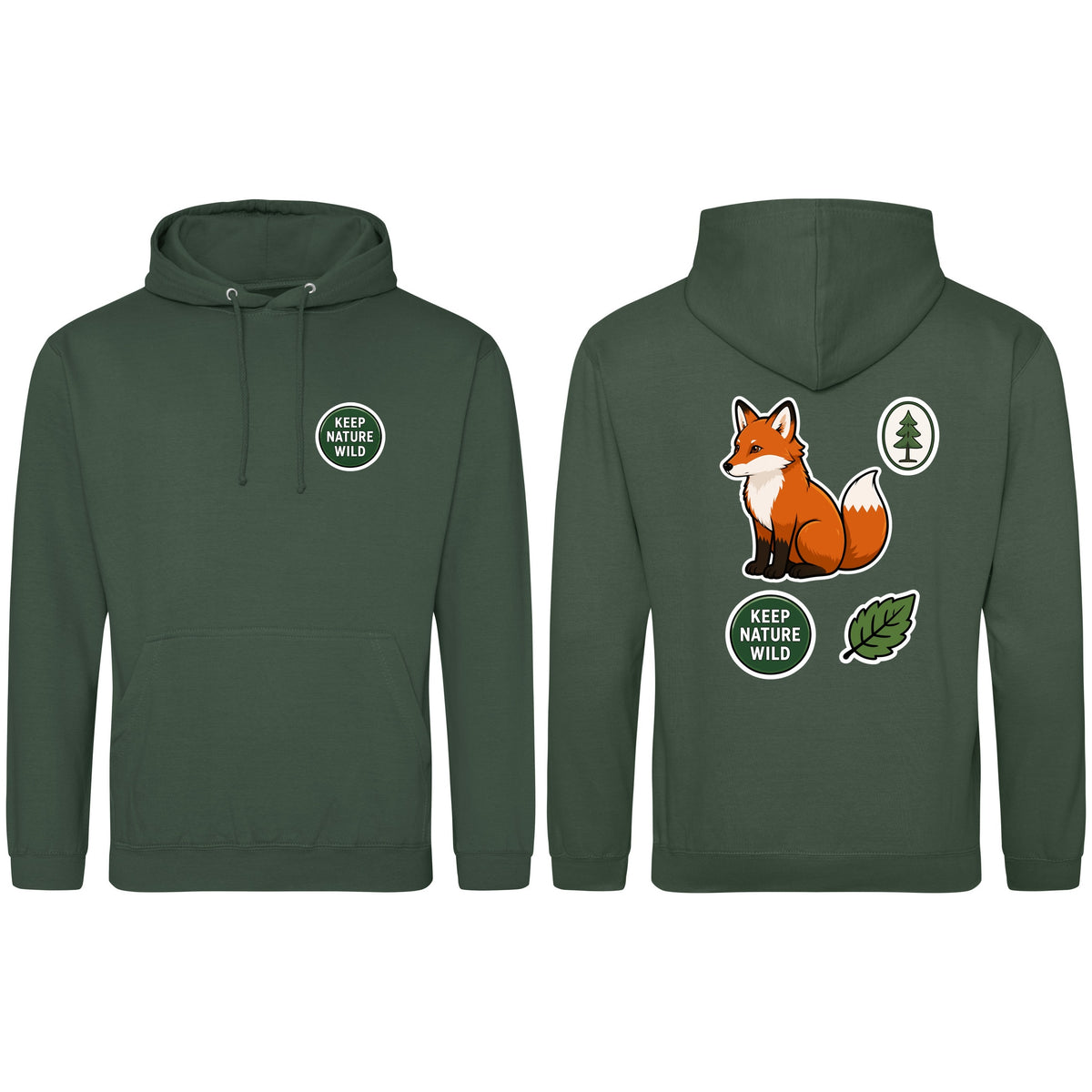 Keep Nature Wild Adult Hoodie - Badges of the Wild Bottle Green colour variant image