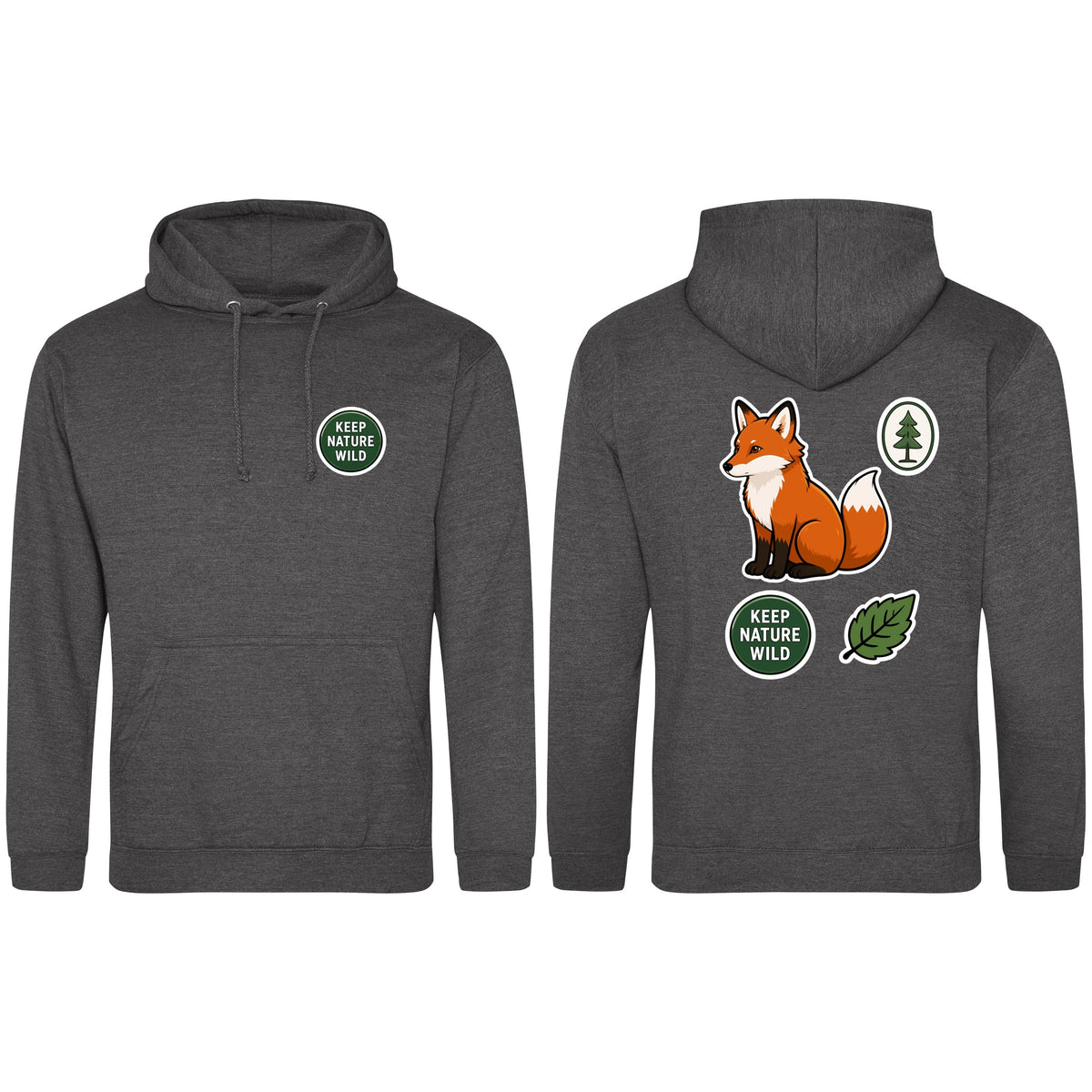 Keep Nature Wild Adult Hoodie - Badges of the Wild Charcoal colour variant image