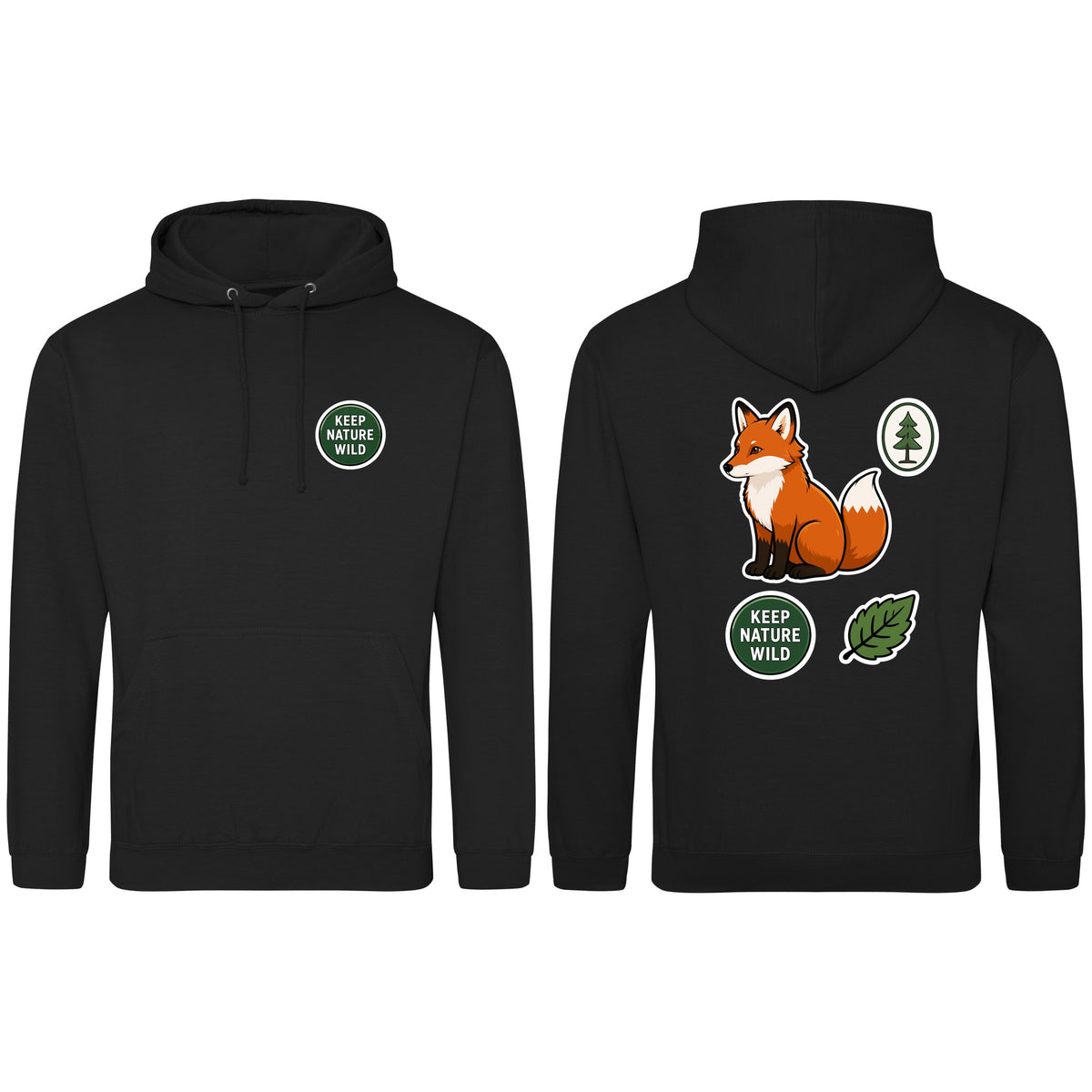 Keep Nature Wild Adult Hoodie - Badges of the Wild Deep Black colour variant image
