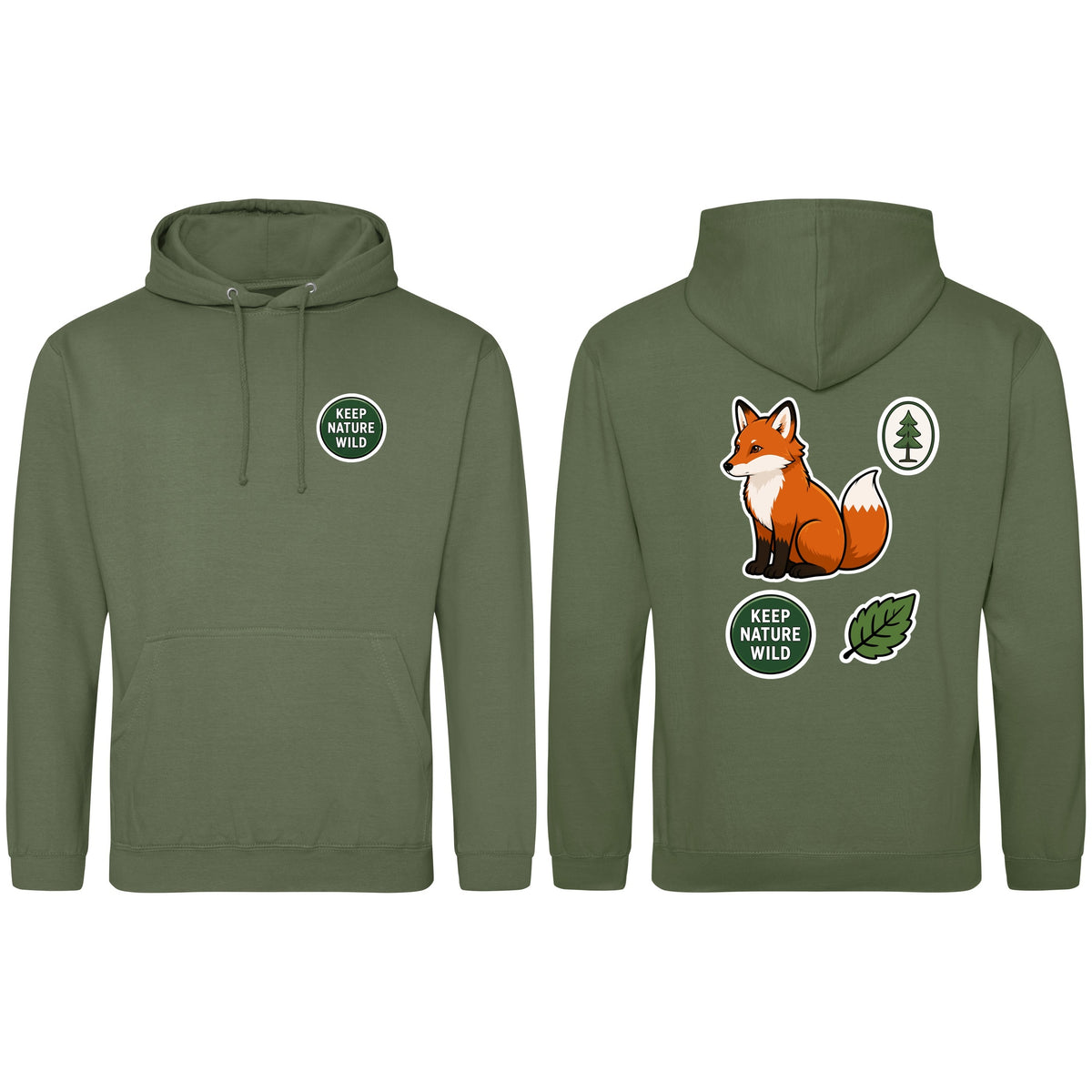 Keep Nature Wild Adult Hoodie - Badges of the Wild Earthy Green colour variant image