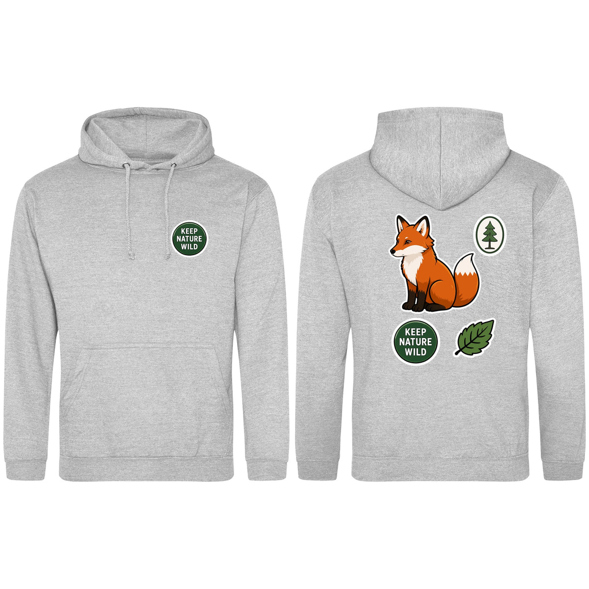 Keep Nature Wild Adult Hoodie - Badges of the Wild Heather Grey colour variant image