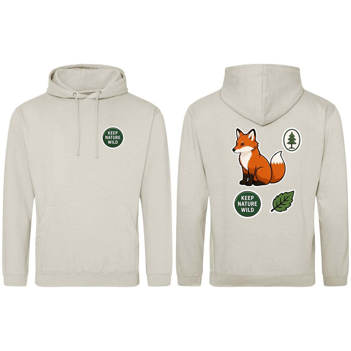 Keep Nature Wild Adult Hoodie - Badges of the Wild Natural Stone colour variant image