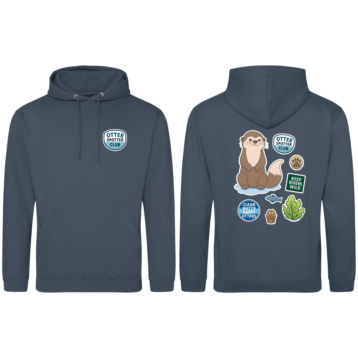 Otter Spotter Club Adult Hoodie - Badges of the Wild Airforce Blue colour variant image