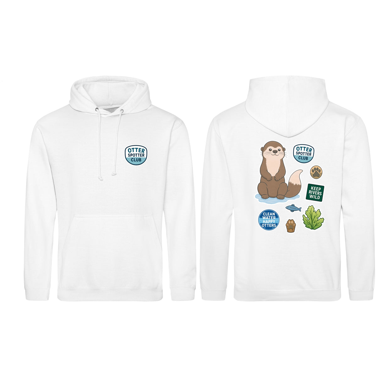 Otter Spotter Club Adult Hoodie - Badges of the Wild Arctic White colour variant image