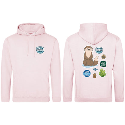 Otter Spotter Club Adult Hoodie - Badges of the Wild Baby Pink colour variant image
