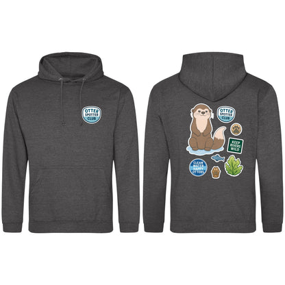 Otter Spotter Club Adult Hoodie - Badges of the Wild Charcoal colour variant image