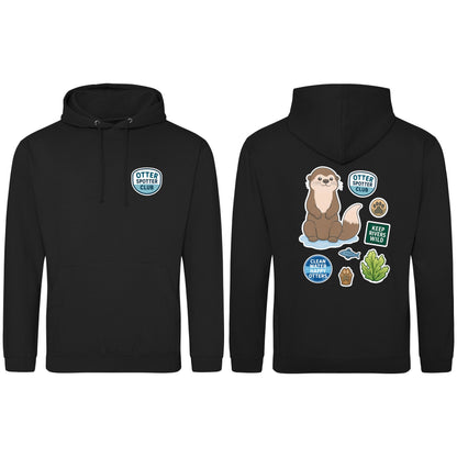 Otter Spotter Club Adult Hoodie - Badges of the Wild Deep Black colour variant image