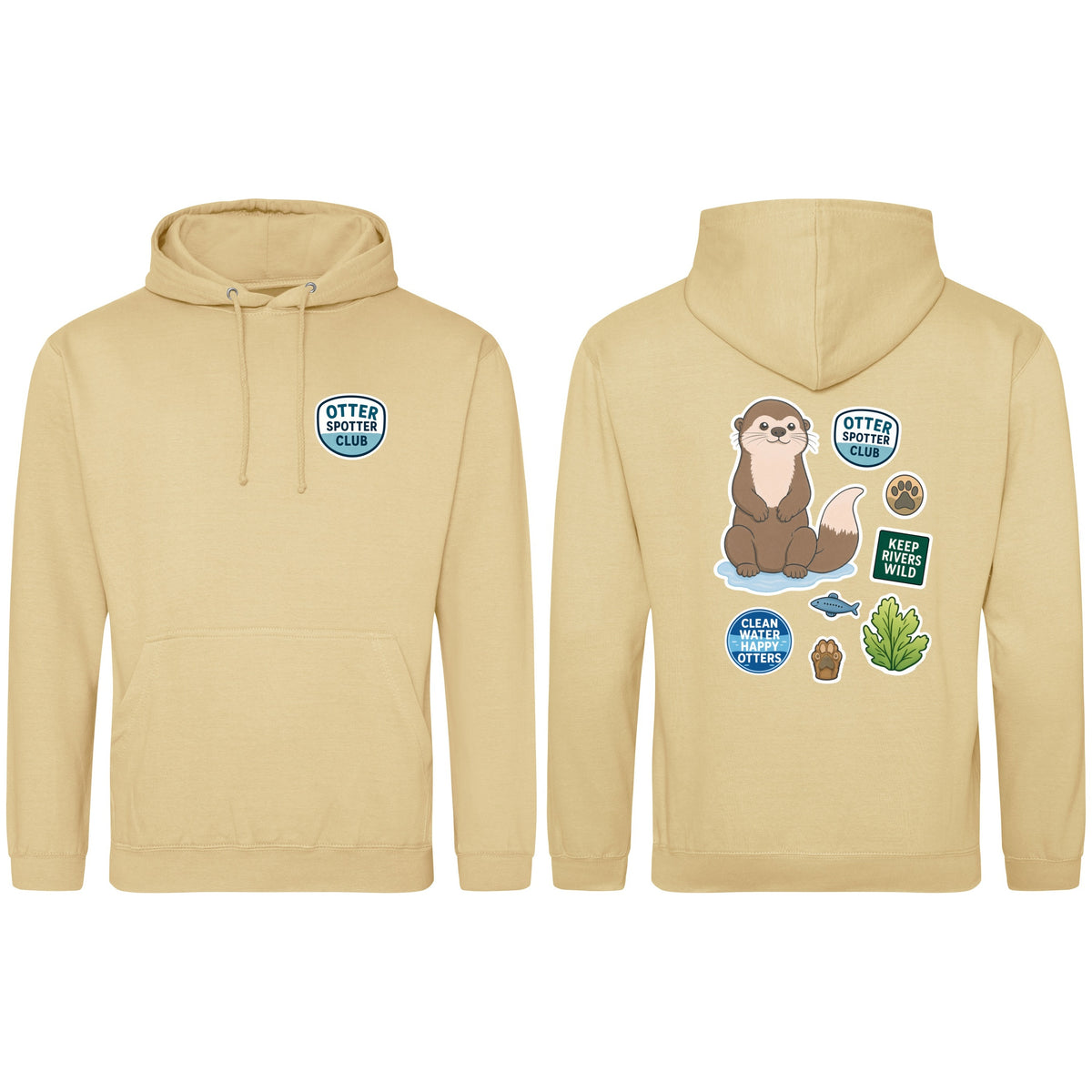 Otter Spotter Club Adult Hoodie - Badges of the Wild Desert Sand colour variant image