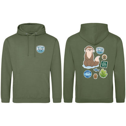 Otter Spotter Club Adult Hoodie - Badges of the Wild Earthy Green colour variant image