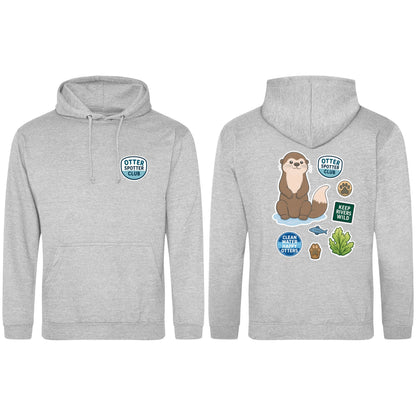 Otter Spotter Club Adult Hoodie - Badges of the Wild Heather Grey colour variant image