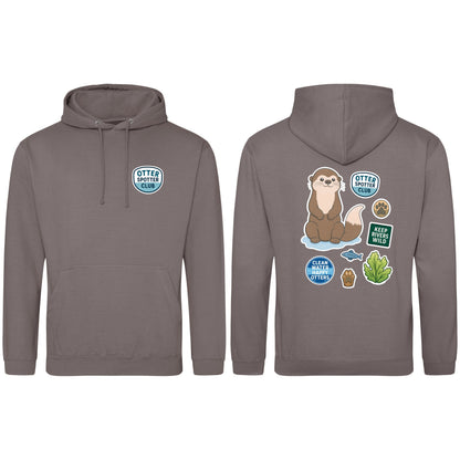 Otter Spotter Club Adult Hoodie - Badges of the Wild Mocha Brown colour variant image