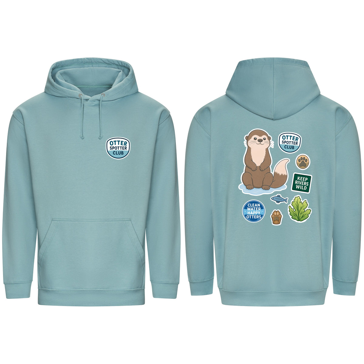 Otter Spotter Club Adult Hoodie - Badges of the Wild Seafoam colour variant image