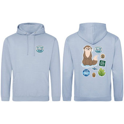 Otter Spotter Club Adult Hoodie - Badges of the Wild Sky Blue colour variant image