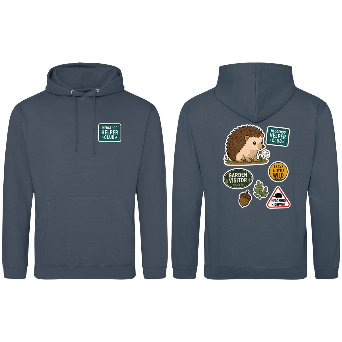 Hedgehog Helper Club Adult Hoodie - Badges of the Wild Airforce Blue colour variant image